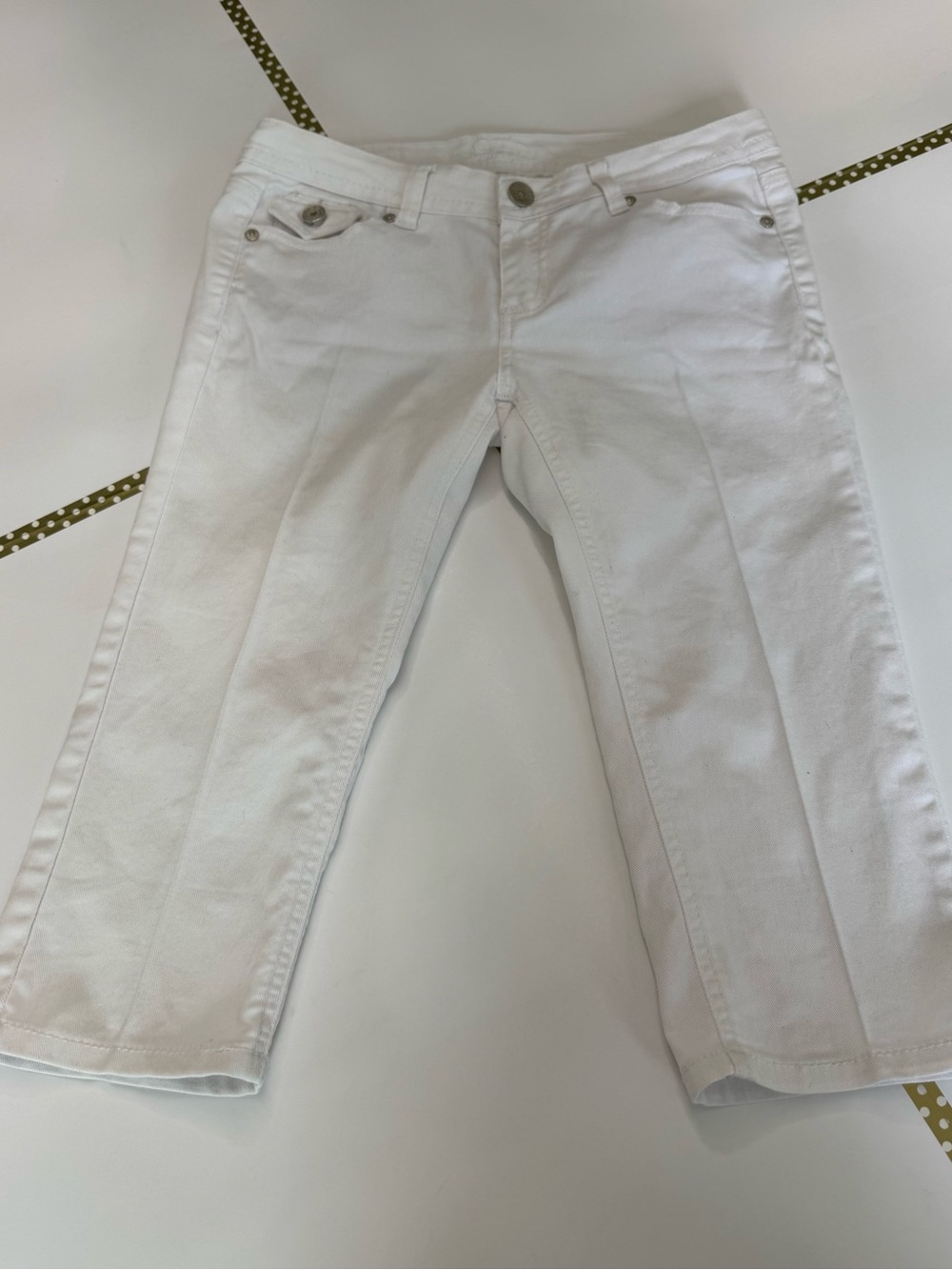 Do Denim Y2K White Embellished Capri Jeans Rhinestone Studded Back Pockets Sz S